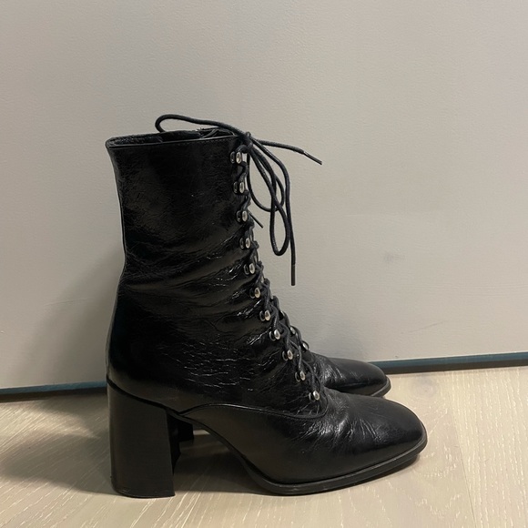 L’intervalle Malmo black leather lace up boots - Picture 5 of 8